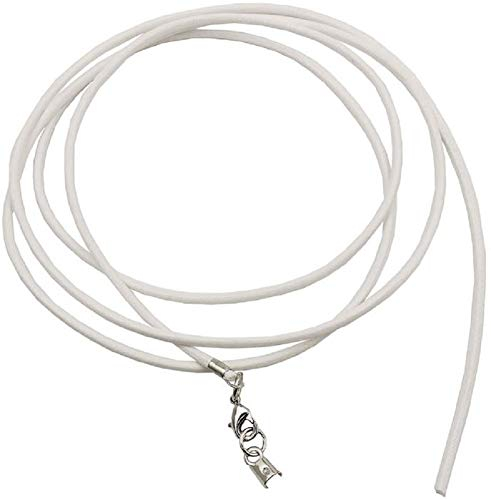 Unbespielt Lederband Weiss 1m x 2 mm Kürzbar Rund Kette Collier Damen Herren Kinder Verschluss Silberfarben