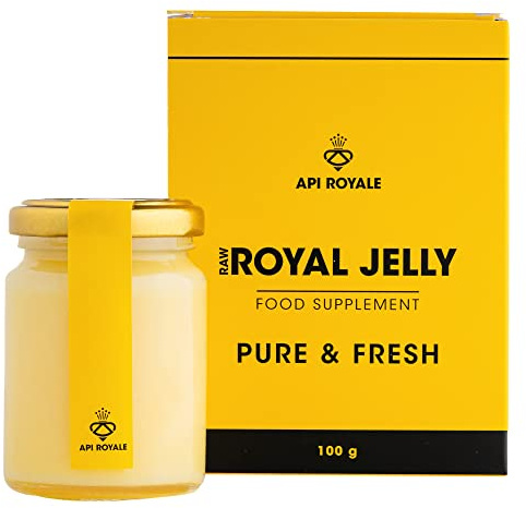 API ROYALE - Pure & Fresh Royal Jelly 100g– Premium Fresh Royal Jelly Nutritional Supplements 100% Natural with Natural and Non-Gluten Formula