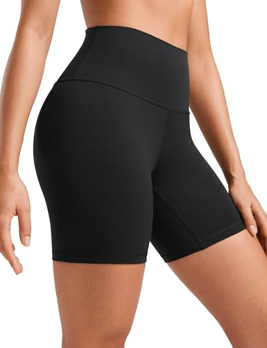 CRZ YOGA Butterluxe Damen Radlerhose - 15cm Kurze Sporthose High Waist Yoga Sommer Shorts Laufshorts Fitness Hose Schwarz 42