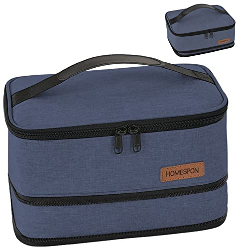 HOMESPON Erweiterbare Kühltasche Faltbar Lunchtasche für Männer Frauen Kinder Isolierte Kühlbox für Unterwegs Picknicks Arbeit Schule (Blau)