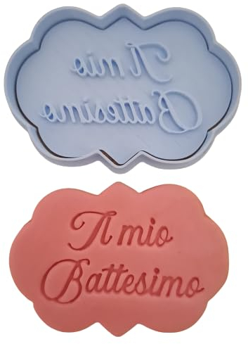 Tagliabiscotti.it - Il Mio Battesimo scritta in corsivo - Religione Sacramento Nascita Cookies cutter - Tagliabiscotti - 8cm
