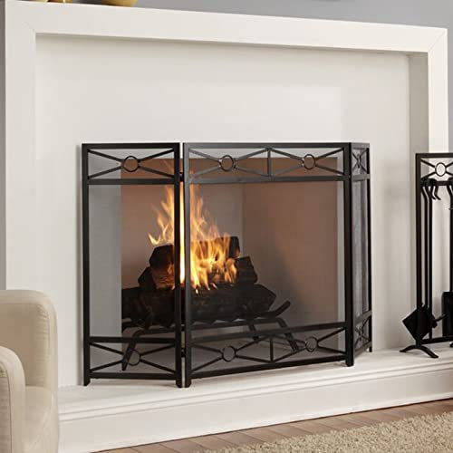 Protezione antincendio per Camino, focolare, Porta del Camino, in Rete Metallica, 3 Pannelli, tripli, Altezza 80 cm, Recinzione Moderna Ornamentale per Interni