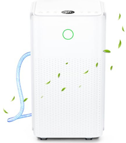 12L/24H Dehumidifier, Dehumidifiers for Home for Damp Drying Clothes, Portable Electric Dehumidifier for Bedroom Office, Basement, Laundry, Auto/Dry/Sleep Mode, Humidity Display, Timer, Drainage Hose