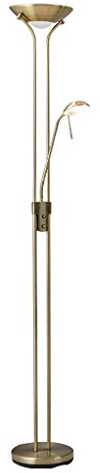 ELUKHT Standing lamp Double Light LED Floor Lamp Uplighter, Iron Lampshade, Nordic Simple Style Living Room Bedroom Bedside Floor Light, Bronze Tall Standing Pole Light