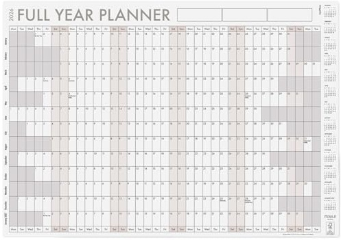 Wall Planner 2026 A1 Folded – XXL Large Yearly Wall Calendar with Clear Layout – Academic Wall Planner 2026 for Home, Office, Study or School – Organiser for Students & Professionals (simple, A1)