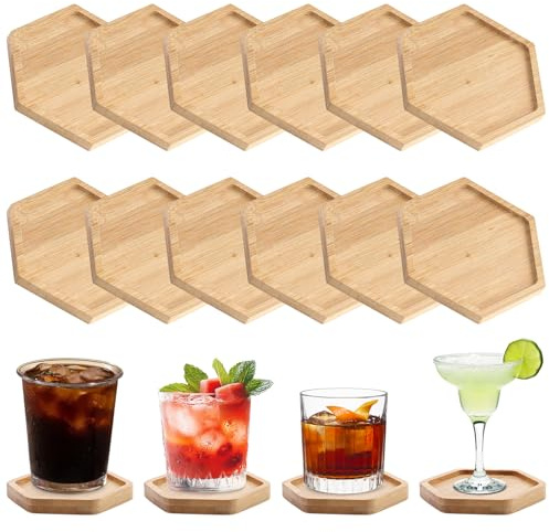 12 posavasos de madera, posavasos de bambú, posavasos de mosaico, cuencos vacíos para manualidades, vasos para plantas, vasos, velas, oraciones de spa, salón, decoración, suministros de mosaico