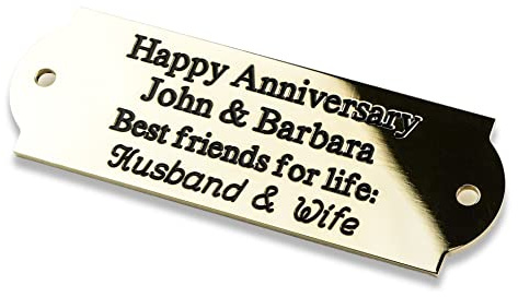Engraving Studios Curved end solid brass engraved nameplate, Small curved ends 75mm x 25mm. Personalised engraved memorial plaque