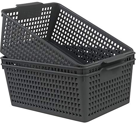 Ortodayes Cupboard Storage Baskets, Set of 3 Storage Baskets, Plastic Basket Organizer Grey