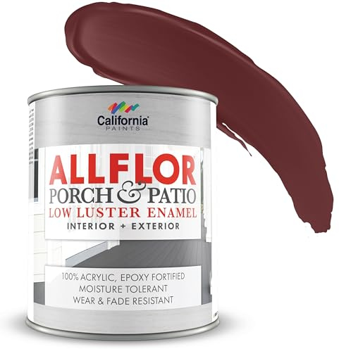 CALIFORNIA PAINTS ALLFLOR Porch, Patio and Floor Enamel Paint, Tile Red, 1 Quart, Extremely Durable Water-Based Formula, Ideal for Patios, Pool Decks, Basements & More