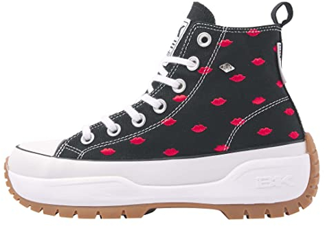 British Knights Damen Kaya MID Fly Sneaker, Schwarz Rote Lippen, 38 EU