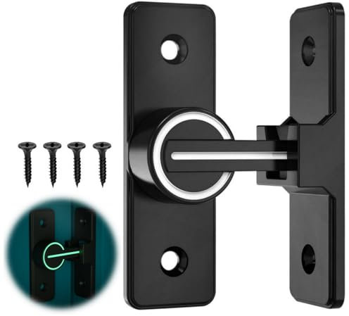 Sliding Barn Door Lock 90 Degree Security Gate Latch Safety Barn Door Lock Flip Gate Latches for Barn Garden Bathroom Outdoor Garage Window (Luminous Black)