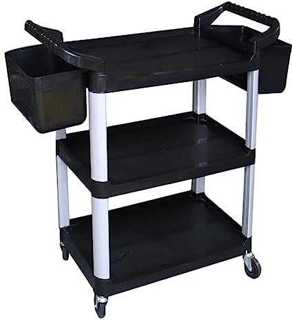 HUNTFF Organizador de Carro de Herramientas para Detalles de Servicios públicos con Ruedas, Carro de Servicio Multiusos con 3 estantes para Lavado de Autos, estación de Banco de Trabajo móvil, para