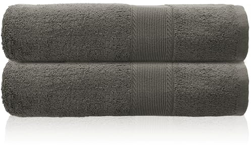 SweetNeedle Extra große 2er-Pack Badetücher100x150cm, 100% Baumwolle,sehr saugfähig, schnell trocknend, schwer, ideal für Hotel,Badezimmer,Dusche,Spa,Strand,Pool und den täglichen Gebrauch, Anthrazit