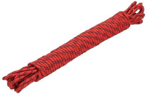 sourcing map Polypropylene Rope Diamond Braid Nylon Cord 1/4 50ft/15m High Strength for Indoor Outdoor Camping Boating Clothes Line - 6mm,Red/Black
