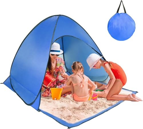 Tienda De Playa, Carpa De Playa Fácil De Instalar, Refugio Solar, Protección UV UPF 50+, Capacidad For 2-3 Personas, Sombrilla Portátil For Exteriores, con Bolsa De Mano(Blue)