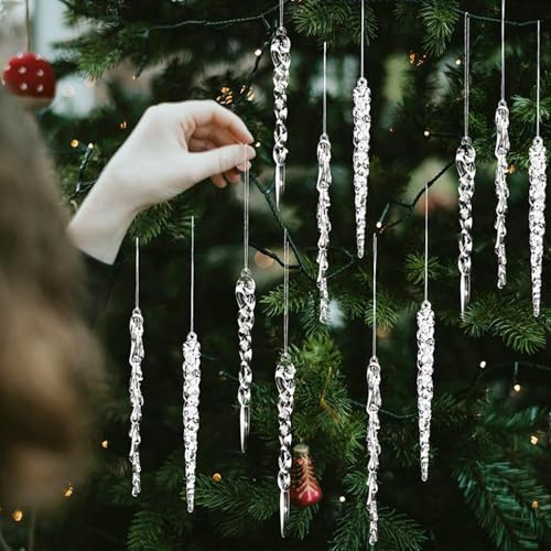 12 Decoraciones de carámbanos, de árbol de Navidad, de carámbanos acrílicos para decoración de Ventanas de árbol de Interiores y Exteriores