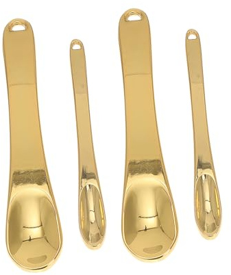 OSOLADY 4 Pezzi Cucchiaio per Crema Occhi in Lega di Zinco Oro Funzione Massaggio per Promuovere la Circolazione Sanguigna e Alleviare la Fatica, Design Compatto Portatile per Donne e