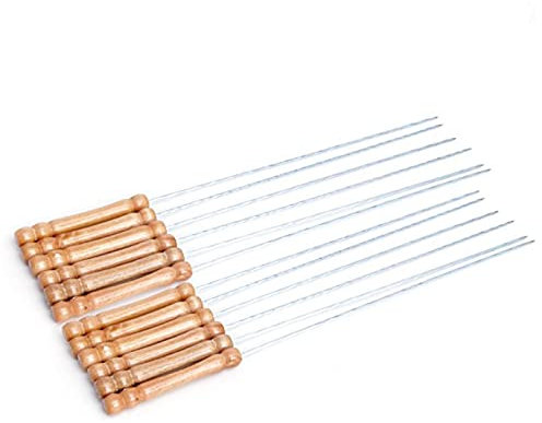 HNGM Spiedini da Barbecue Griglia in Acciaio Inox Spiedi Barbecue Kebab Ago Stick Stick Maniglia in Legno