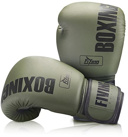 FIVING Guantoni da boxe da donna, in pelle PU, per allenamento, muay thai, sparring, kickboxing, combattimento, kickboxing, per adulti, guanti da allenamento da donna (verde nuovo, 340 g)