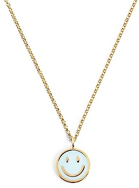 SINGULARU - Smiley Sky Enamel Halskette. Messing mit 18 Kt Vergoldeter Beschichtung und Emaille. Schmuck für Damen.