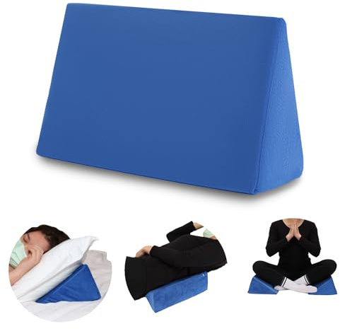 Zantle Small Wedge Pillow, Wedge Pillow for Bed Sores, Positioning Pillow, Positioning Wedge, Mini Pillow for Laptop and Yoga, Small Foam Wedge for Chair (1 Unit, Blue)