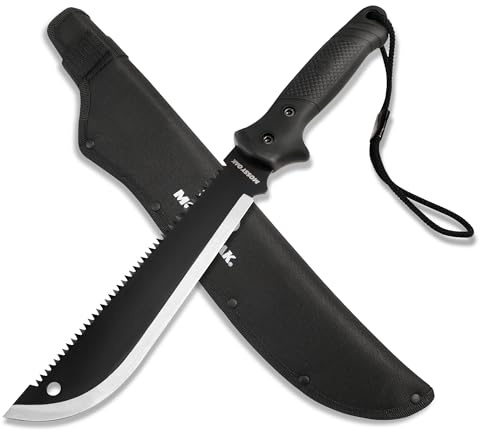 Mossy Oak Machete with Saw, 19 Sharp Machete with Sheath, Ergonomic No-Slip Handle, Machetes for Bushcraft, Outdoor Hunting, Garden Cutting Trees and Yard Work