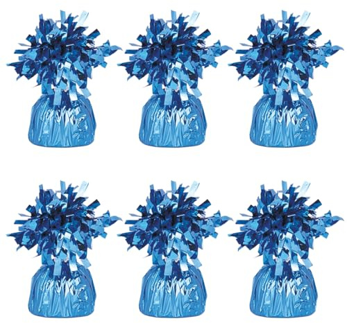 PARTYRAMA.CO.UK Foil Helium Balloon Weights - Pack of 6 - Durable & Colourful Light Blue Balloon Weights for Birthdays Parties, Events & Celebrations - Perfect Balloon Weight Holders