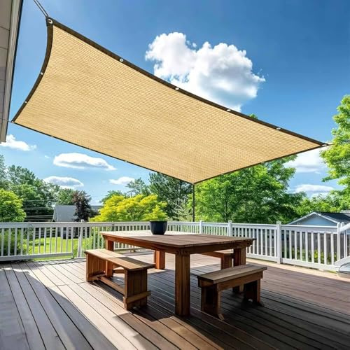 Schattierungsnetz,Schattiernetz mit ösen, 95% Shading Rate UV-Beständiges für Pflanzenschutz Gewächshaus Scheune oder Zwinger，2x5m Beige