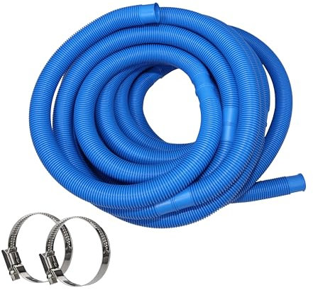 HAF® Tuyau de piscine de qualité supérieure 38 mm bleu 2 m pour jardin et piscine | Tuyau solaire avec 2 colliers de serrage en acier inoxydable | Tuyau de pompe - Qualité