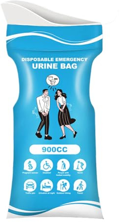 Urine Bag - Hygienic Travel Bag, Portable Toilet Aid | 900 ml Pee Container for Road Trips, Pregnant Users, Children, Women, Male Patients, Driver Kit, Vomit