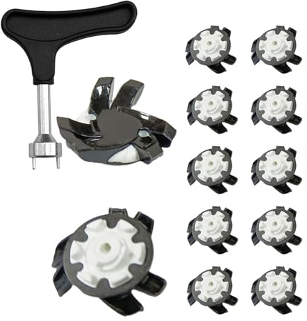 Fyrdyn Clavos para zapatos de golf, Clavos para zapatos de golf - Tacos de antideslizantes de calzado de 12 piezas,Tornillo de llave para tacos de, práctico y portátil, para campos de