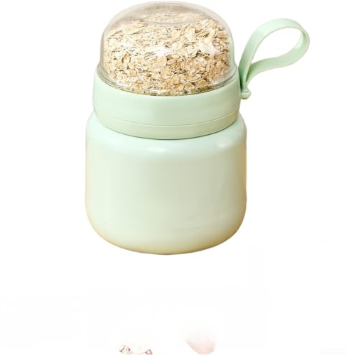 Taza de yogur de doble compartimento a prueba de fugas para avena nocturna, tarro de desayuno portátil con cuchara plegable, contenedor de material seguro para alimentos para cereales y aperitivos
