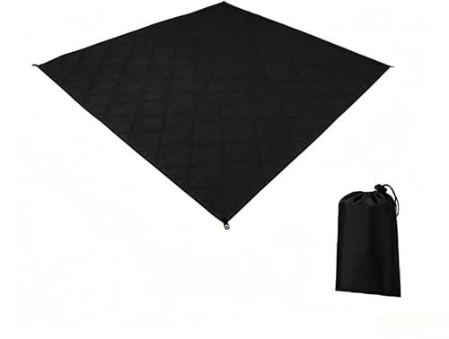 Kiuiom Tältunderlag, strandfilt sandfri, sandcampingfilt, vikbar strandfilt, picknickfilt vattentät, filt för parken vandring resor och camping, vattentät, grön, 210 × 150 cm (svart)