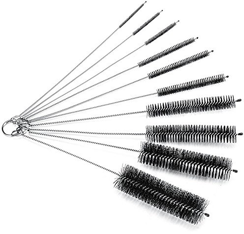 JZK Set 10 Scovolino spazzola spazzolino per pulizia pipa scarico lavandino tubo bottigliette rubinetto beccuccio macchina caffè tatuaggio dispositivo airbrush
