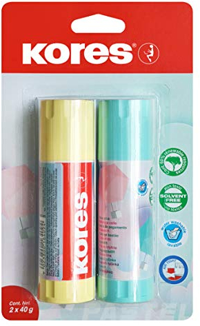 Kores - Pastel Glue Stick - Strong Hold White Adhesive Glue, Safe, Non-Toxic - Back to School Stationery, Stationery Supplies, Office Supplies - Pack of 2 x 40g