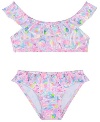 Maillot de Bain pour Filles Ensemble Bikini Deux Pièces Tankini Sets Maillot de Bain pour Filles 2-14 Ans (2378-Pale Pink, 10-12 Years)