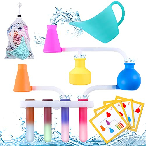 OFUN Baby Bath Toy Kids Science Lab Shower Water Toys - Bath Time Color Changing Silicone Bathtub Toddler Baby Sensory Development Toy for Boys Girls 3 4 5 6 7 8+ Year Old