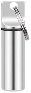 Pillendose Schlüsselanhänger, Klein Pillendose Schlüsselanhänger, Tragbare Mini-Pillendosen, Aluminiumlegierung Pillenbox, Wasserdichte Klein Tablettenbox (Silber)