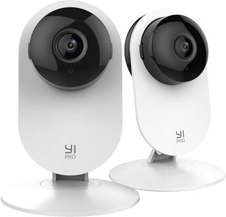 YI Pro 2K Home Camera 2 pcs, Indoor Camera for Security,AI Detection,Real-Time Alert, 2-Way Audio, Work with Alexa & Google Asistant,2.4GHz WiFi,Baby Camera Monitor Pet Cameras for Home office Hotel