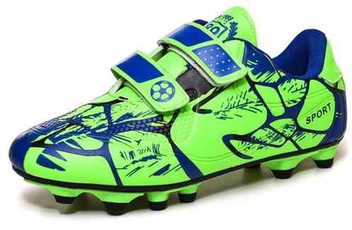 AQTDUAJ Fussballschuhe Kinder Fußballschuhe Jungen Mädchen Sneaker Soccer Trainingsschuhe Sommer Atmungsaktive Grün 31