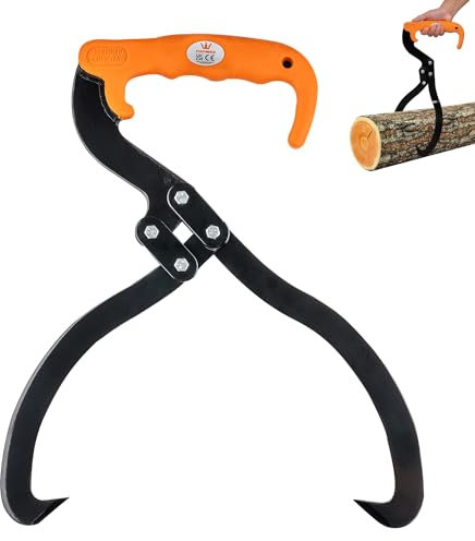 TOPWAY Pinzas para Troncos de Madera 300 mm, Garra para Madera, Acero al Carbono, Gancho de Elevación de Tronco, Mango de TPR, Herramienta Forestal 331231