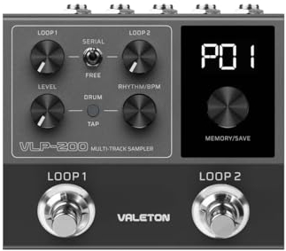 Valeton VLP 200 - Multi-Effects Looper Pedal with 100 Drum Patterns, 30 Effects, Unlimited Overdubs - Compact and Durable Guitar Effects Pedal for Live Performance and Recording