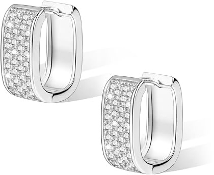 ALEXCRAFT Pendientes Mujer Plata 925 Aros Plata Brillantes Hombre Pendientes Circonita Plata Aros Plata De Ley 925 Mujer Pequeño Diamante