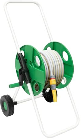 Dévidoir de tuyau de jardin pour tuyau d'arrosage de 50 m 1/2, 27 x 38,5 x 87 cm, vert