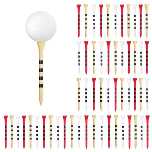 Galenecx 50 Pezzi Tee Golf, 83 mm Tee da Golf Pollice a Meno attrito, Tee Golf Legno, Magliette da Golfs in bambù ecologiche e sostenibili, Accessori per Parti da Golfs, per Tees e Allenamento