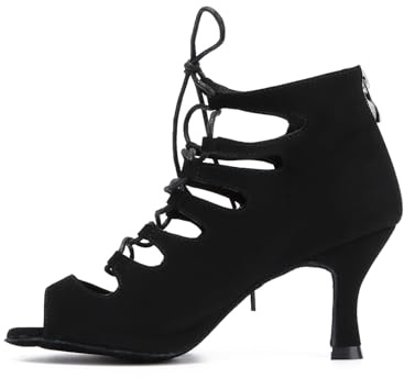 Syrads Chaussures de Danse Latine pour Femmes Salsa Bachata Zouk Tango Chaussures de Danse Sociale Danse de Salon,Noir-7.5m, 39 EU