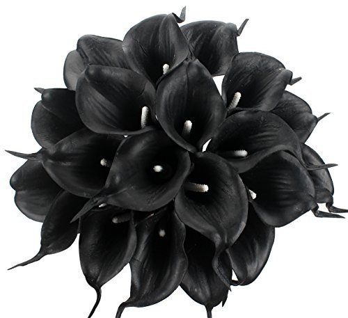 Duovlo - Bouquet da sposa in lataex, 20 pezzi, colore: nero e bianco