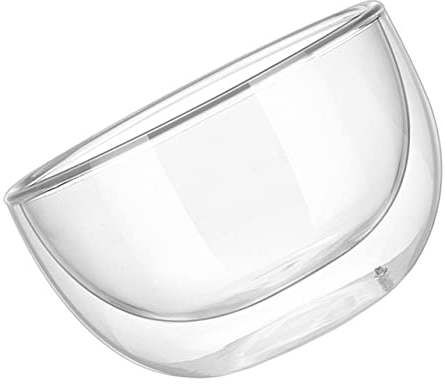 YARNOW Bol en Verre Double Paroi Saladier Transparent Borosilicate Bol à Fruits et Salade Facile à Nettoyer 1 Pièce