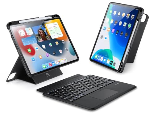 DUX DUCIS [DK] seriens tangentbordsfodral, designat för Apple iPad Air 6 11/iPad Air 4/5/iPad Pro 11 (2018/2020/2021/2022), avtagbar pekplatta Bluetooth-tangentbord surfplatta läderfodral – svart