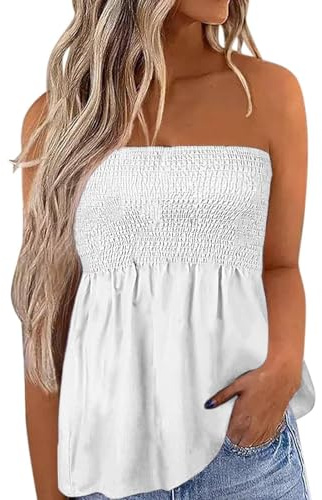 Femmes Bustier Bandeau Tops Sexy Été Tunique sans Manches Chic T-Shirt Floral Debardeur Ample Pas Cher Haut Dos Nu Blouse